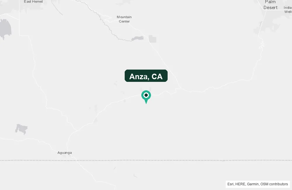 Map of Anza, California and the surrounding Riverside County area service area